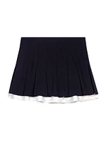 Dual-Material Pleated Skort