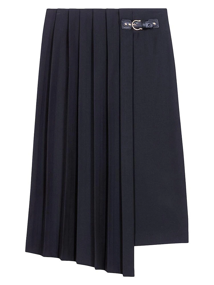 Asymmetrical Long Pleated Skirt