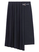 Asymmetrical Long Pleated Skirt
