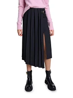 Asymmetrical Long Pleated Skirt