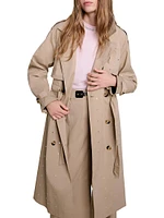 Studded Elastic Waist Trench Coat