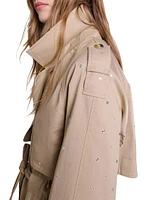 Studded Elastic Waist Trench Coat