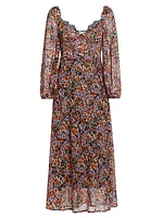 Sylvie Metallic Floral Midi-Dress