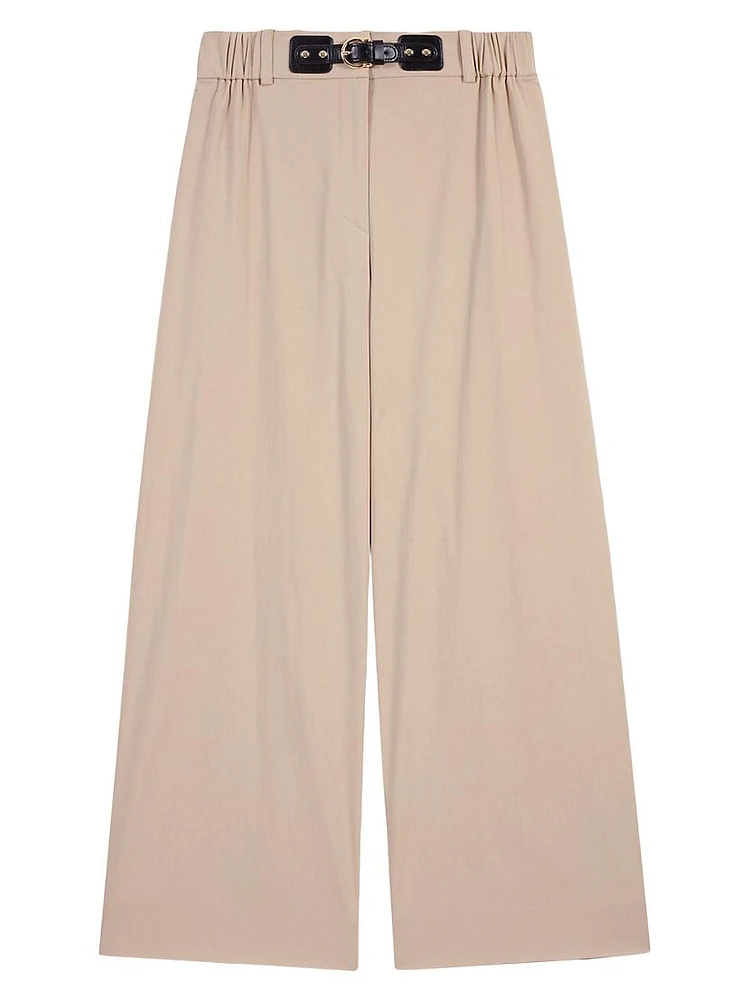 Wide-Leg Cotton Trousers