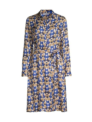 Printed Belted Knee-Length Dress