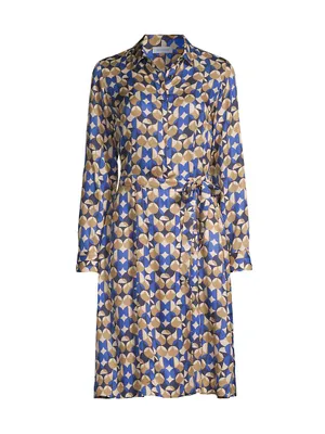 Printed Belted Knee-Length Dress