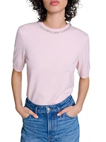 Knit Crop Jumper with Rhinestones