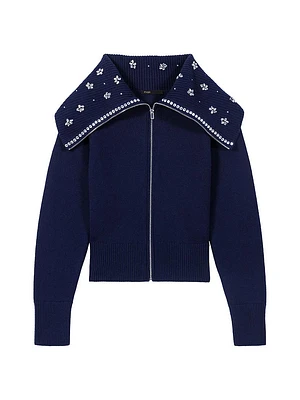 Cardigan with Jewelry Neck