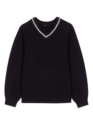 Knit Jumper with Rhinestone Neck