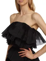 Elsie Tulle Pleated Bustier Top