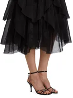 Elsie Tulle Pleated Midi-Skirt
