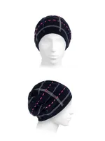 Windowpane Cashmere Reversible Beanie