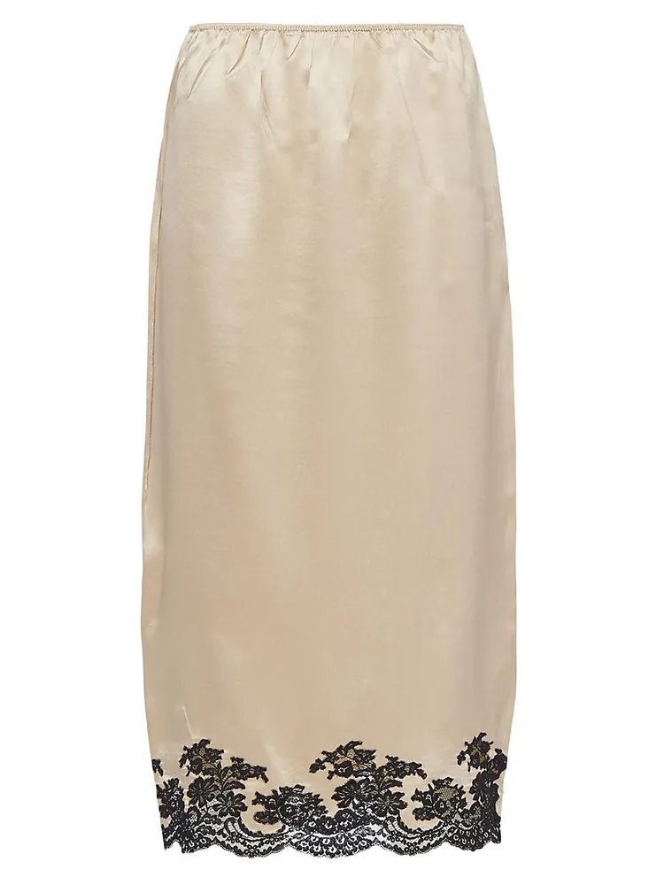 Satin Crepe And Lace Midi-skirt