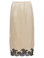 Satin Crepe And Lace Midi-skirt