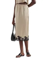 Satin Crepe And Lace Midi-skirt