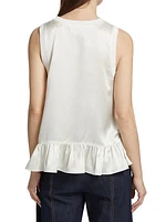 Luisa Ruffled Silk Charmeuse Top