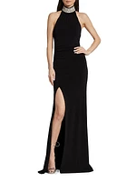 Izzy Embellished Jersey Halter Gown