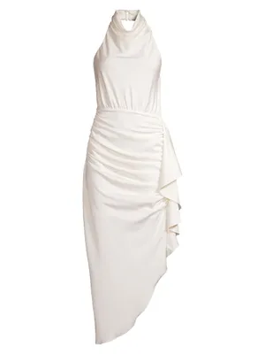 Esilda Asymmetric Ruffle Midi-Dress