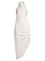 Esilda Asymmetric Ruffle Midi-Dress