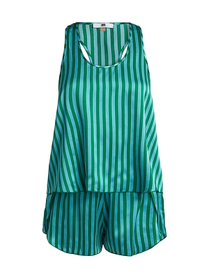 Striped Tulip Back Silk Short Pajamas