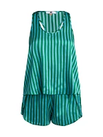 Striped Tulip Back Silk Short Pajamas