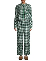 Gingham Cotton-Blend Brushed Flannel Pajamas