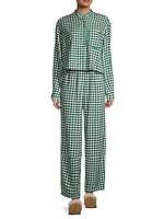 Gingham Cotton-Blend Brushed Flannel Pajamas