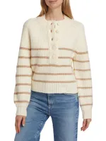 Striped Half-Button Sweater