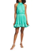 Amiri Pleated Halter Minidress