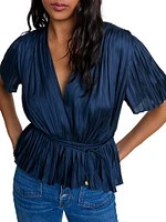 Pleated Short-Sleeved Top