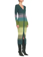 Shoko Rib-Knit Striped Sweaterdress
