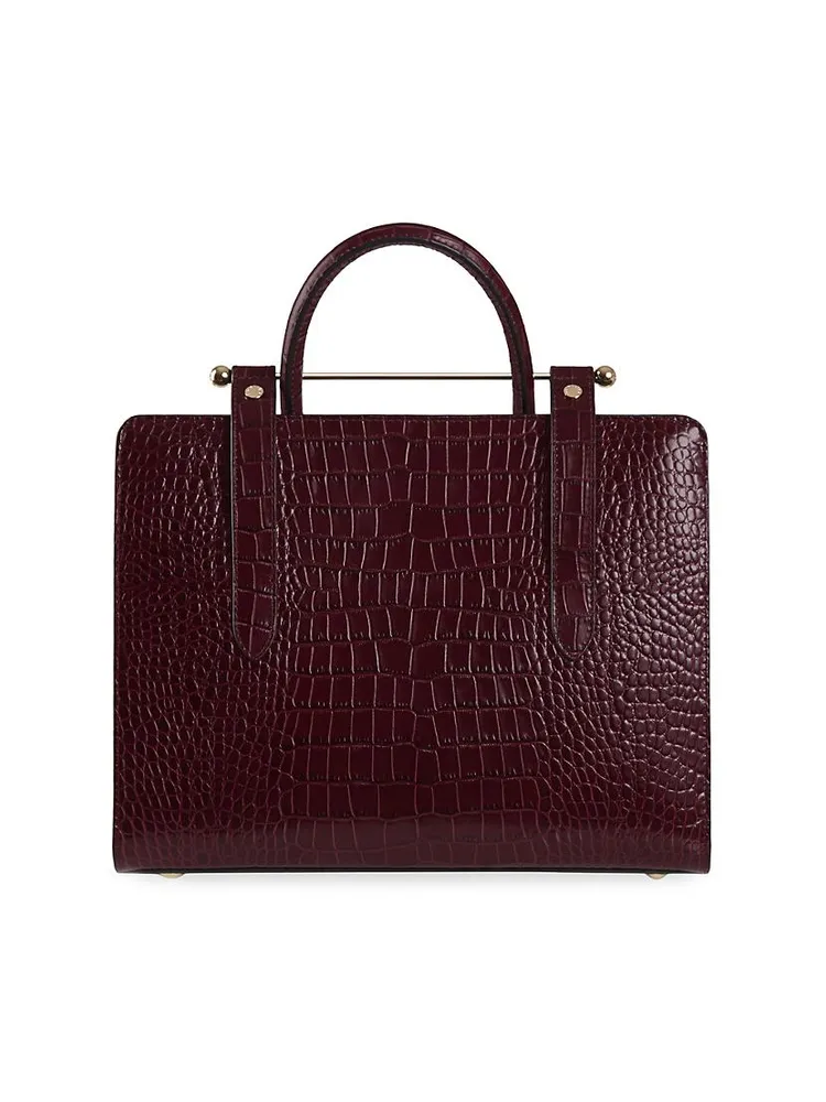 Midi Croc-Embossed Leather Tote