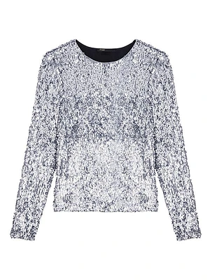 Long-Sleeved Sequinned Top