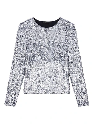 Long-Sleeved Sequinned Top