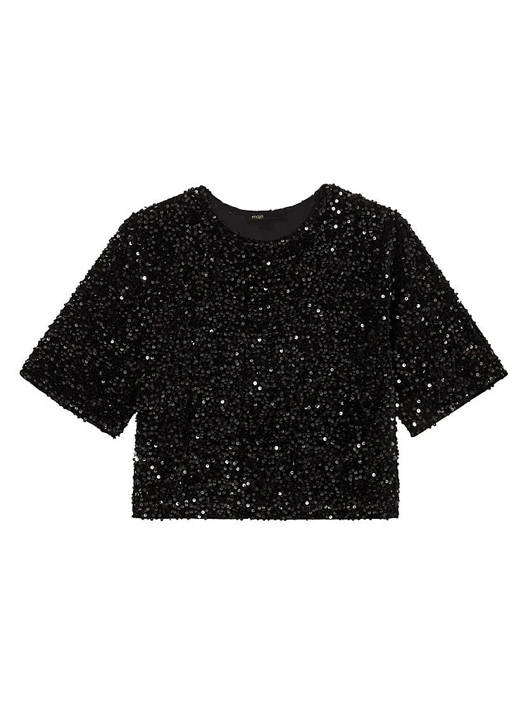 Sequinned Velvet Top