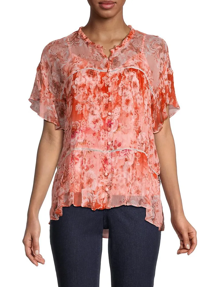 Yours Truly Silk Floral Blouse