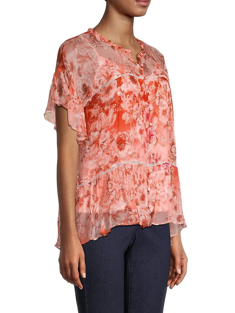 Yours Truly Silk Floral Blouse