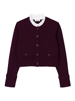 Knit Cardigan with Ruffled Collar