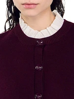 Knit Cardigan with Ruffled Collar