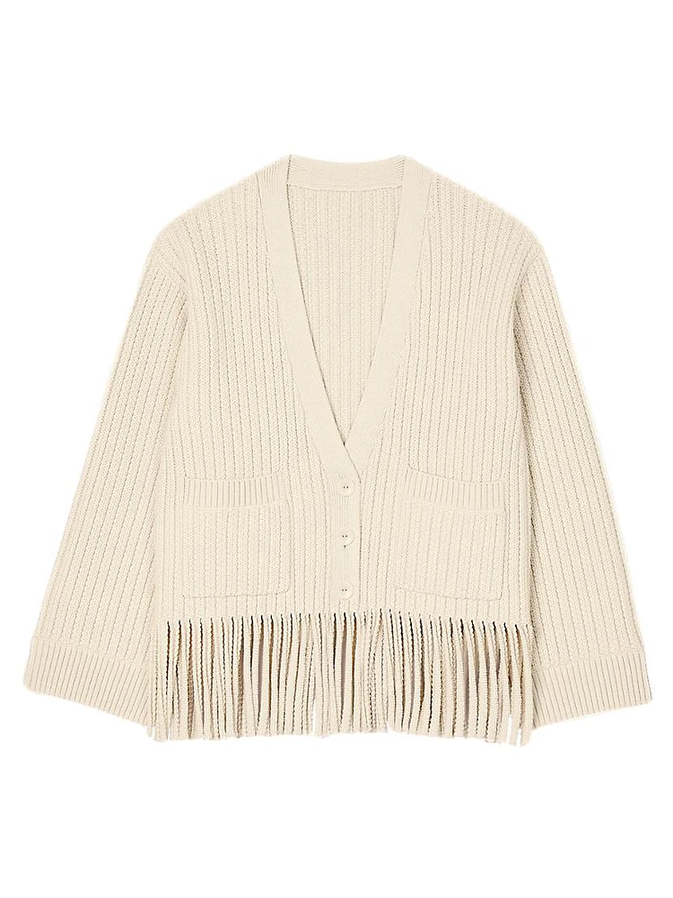 Fringed Knit Cardigan