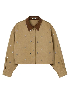 Rhinestone Cropped Shirt