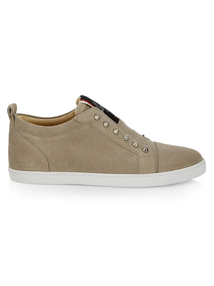 F.A.V. Fique A Vontade Spike-Embellished Suede Low-Top Sneakers