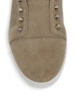 F.A.V. Fique A Vontade Spike-Embellished Suede Low-Top Sneakers