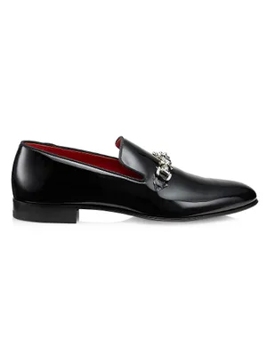 Equiswing Spike-Embellished Patent Leather Loafers