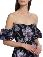 Astaire Off-The-Shoulder Brocade Gown