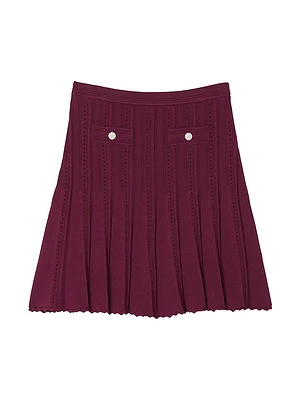 Short Pleated Knit Skirt