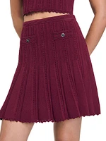 Short Pleated Knit Skirt