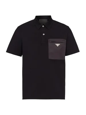 Stretch Cotton Polo Shirt with Nylon Details