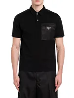 Stretch Cotton Polo Shirt with Nylon Details