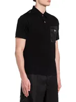 Stretch Cotton Polo Shirt with Nylon Details